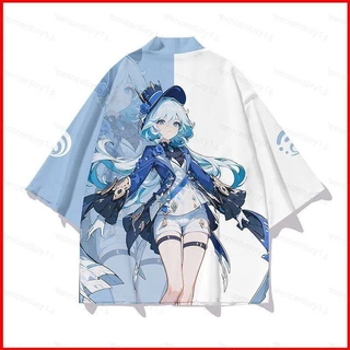 Ys Genshin Impact Furina Focalors Áo thun tay khuỷu tay quần short kimono cosplay