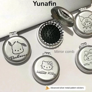 Yunafin Gương Lược Đệm Không Khí, Gương Trang Điểm Hoạt Hình Kuromi Độ Nét Cao, Gương Cầm Tay Phong Cách INS Dễ Thương Sinh Viên