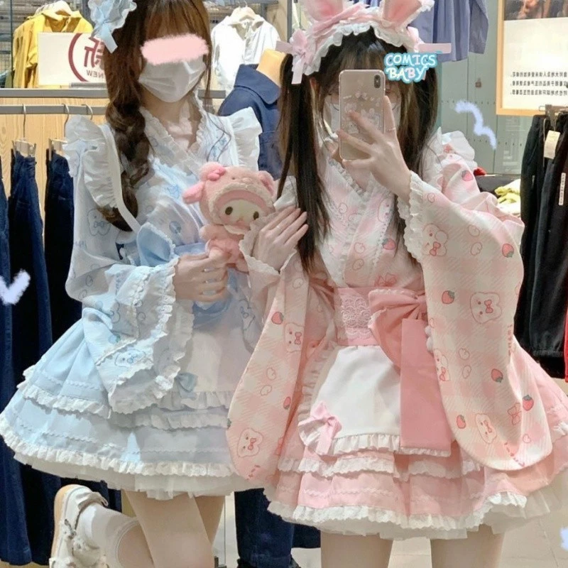 [Spring Rabbit]  Lolita Maid  Bộ Đồ Chính Hãng Phong Cách Nhật Bản Gothic Người Giúp Việc Nhật Bản Váy Thật Dễ Thương Original Suit Japanese Style  Long sleeved Lolita Dress Cute