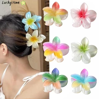 Lucky Vuốt Tóc, Plumeria Hình Hoa Kẹp Tóc Nhựa, Phụ Kiện Tóc Bohemian Tạo Kiểu Cá Mập Kẹp Barrettes Nữ