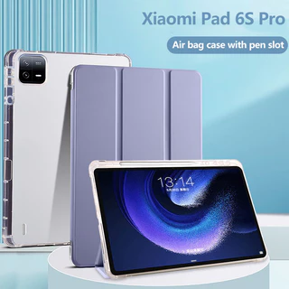 Dành Cho Xiaomi Pad 6S Pro 12.4 inch 2024 5 Pro 6 Pro 11inch Redmi Pad SE 11 inch Pad 10.61inch Trong Suốt Mềm TPU Lưng Da PU Bafold Vỏ Máy Tính Bảng Có Giá Đỡ Bút Chì