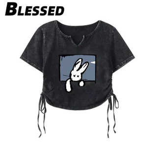 Blessed áo phông áo thun nữ croptop baby tee thời trang Vintage xu hướng Stylish WTX2440E6V 15Z240410