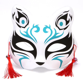 Mặt nạ cáo Nhật Bản Mặt nạ hóa trang nửa mặt PVC Kabuki Kitsune Mặt nạ hóa trang Anime Cosplay Mèo Mặt nạ Rave Lễ hội Đạo cụ dự tiệc