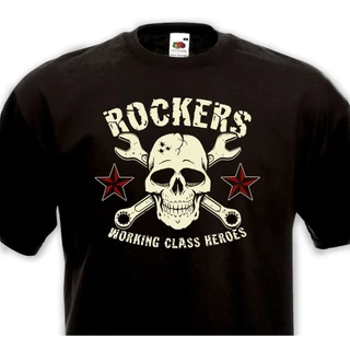 Rockers Tầng lớp công nhân Anh hùng Rock 'N'Roll Rockabilly Punk Rocker Skull Áo ngắn tay in hình Áo thun nam cỡ lớn Quà tặng sinh nhật