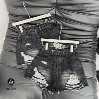 Quần short jean nữ rách 2 gối tua rua siêu dễ thương Lê Huy Fashion Ms Dm-X21