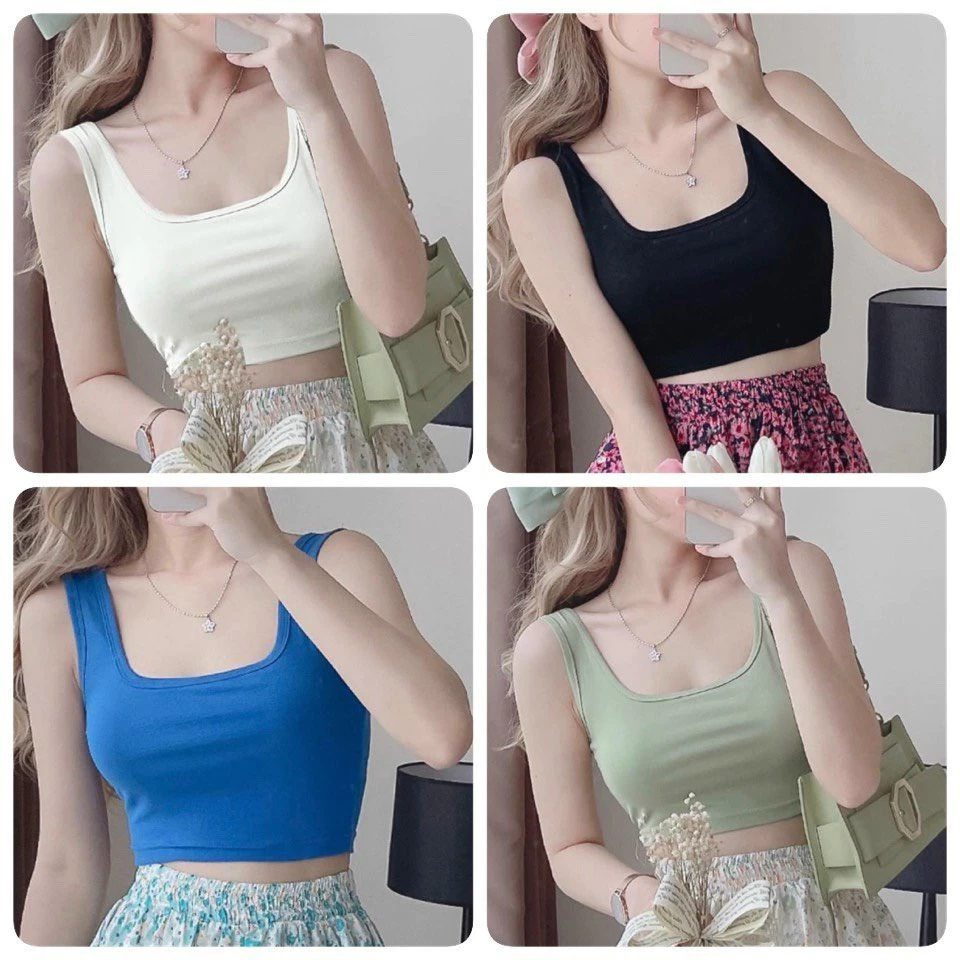 Áo croptop nữ kiểu cổ chữ U ôm sát nách chất vải thun cotton mềm mịn, freesize 38kg-54kg ( Shop Đồ BộStore )