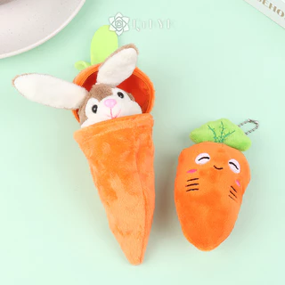 Qrhyk Mini Thỏ Dễ Thương Trong Cà Rốt Sang Trọng Đồ Chơi Móc Khóa Anime Nâu Lop Tai Thỏ Mặt Dây Chuyền Búp Bê Nhồi Bông Quà Tặng Mới