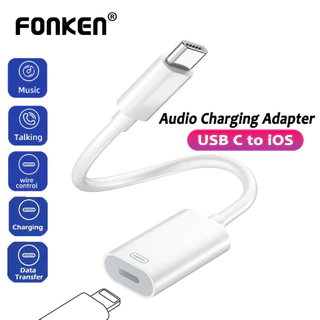 Fonken USB C sang iOS Bộ chuyển đổi âm thanh đa chức năng Cáp sạc Tai nghe Chuyển đổi Dây dữ liệu cho Samsung iPh 15 Pad Pro