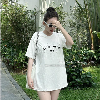 Áo Thun 3Miu Đính Ngọc Quanh Ngực Cực Đẹp ❤ Áo Phông Cotton Dày Dặn Mềm Mịn NA169