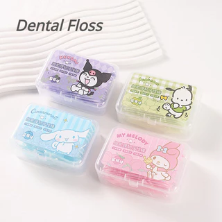 Sanrio MINISO 50 Cái / hộp Nha Khoa Floss Di Động Hương Vị Trái Cây Tăm