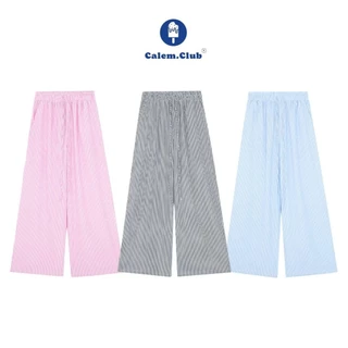 Calem Club - Quần dài Kẻ Sọc ống rộng lưng chun dây rút vải kate form suông unisex