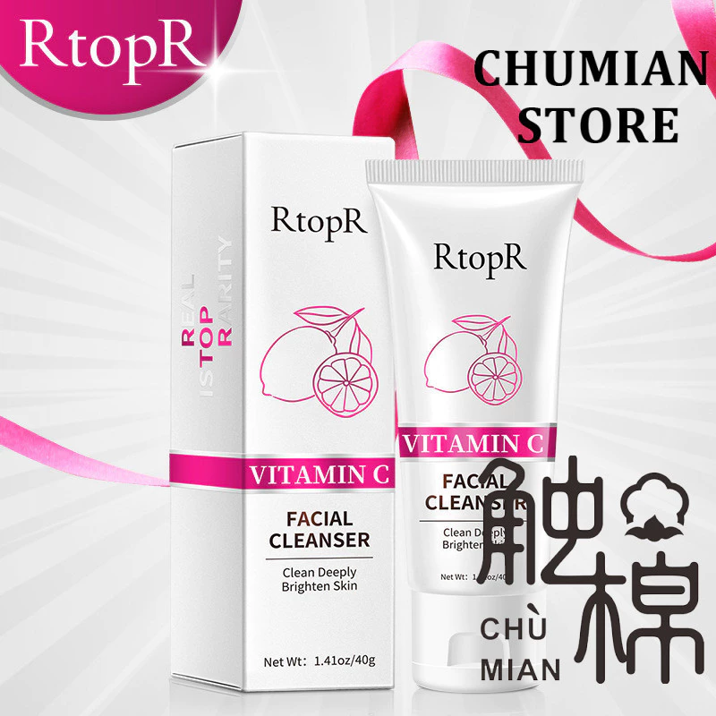 R RtopR Vitamin C Sữa Rửa Mặt Bọt Cải Thiện Mụn Đầu Đen Làm Sạch Lỗ Chân Lông Da Hỗn Hợp Mụn Sữa Rửa Mặt Sâu 40g