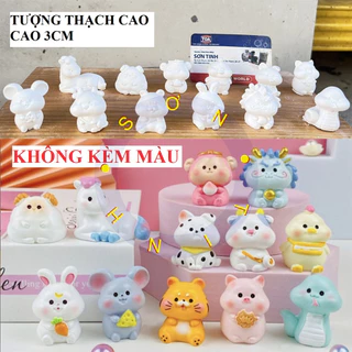 Tượng 12 Con Giáp Bản 3cm Mini, tô tượng thạch cao (Không kèm màu), tượng trắng decor