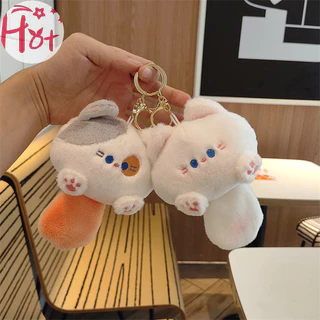 Jr Kawaii Mềm Thú Nhồi Bông Mèo Nhỏ Móc Khóa Sang Trọng Túi Xe Mặt Dây Chuyền Móc Khóa DIY Nhăn Trẻ Em Thú Nhồi Bông Đồ Chơi VN