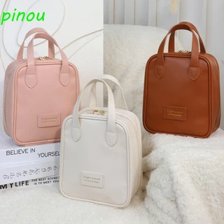 Túi đựng mỹ phẩm bằng da PU POOU, Túi đựng trang điểm chữ hình vỏ, Ins Zipper Túi rửa du lịch đa chức năng chống nước Mua sắm