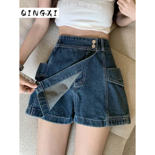 QINGXI quần short nữ quần đùi nữ jean unique Thời trang Popular chic WNK2430VQK 14Z240403