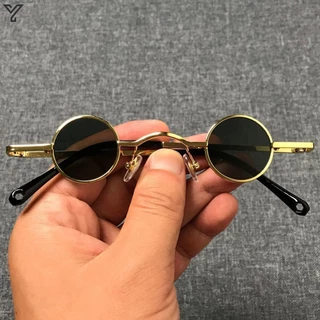 in Stock# Ultra-Small Frame round Retro Sunglasses Men's and Women's Mini Small round Rim Table Glasses Traitor Glasses Hip Hop Sunglasses 12cc