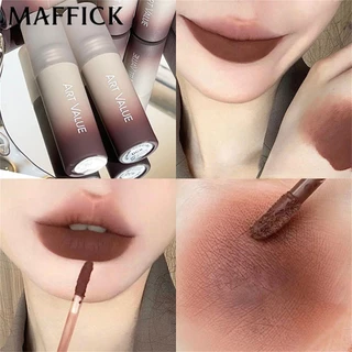 Màu hạt dẻ đậm Caramel Coffee Lip Glaze Velvet Matte Lip Mud Son môi lâu trôi Màu nâu trà sinh viên Lip Tint 【bluey】