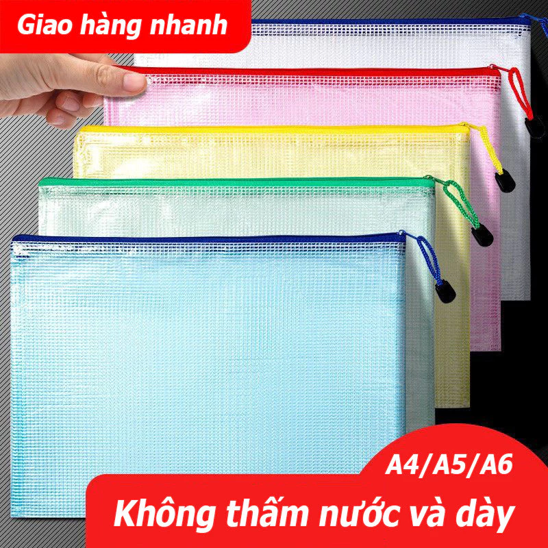 Túi đựng tài liệu PVC có khóa kéo, đựng đồ dùng văn phòng, lưu trữ văn phòng phẩm