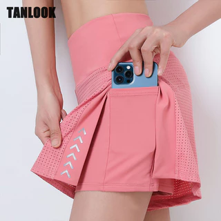 Quần short thể thao TANLOOK, quần short nữ lưng cao, thoáng khí, khô nhanh, cảm giác khỏa thân thon gọn chạy bộ quần ba mảnh giả