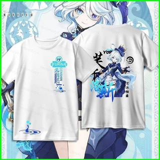 [Doly] Genshin Impact Furina Áo Thun Anime Unisex Tee Cosplay Focalors Áo Sơ Mi Đồ Họa Tay Ngắn Hàng Đầu Thường Ngày Plus Kích Thước