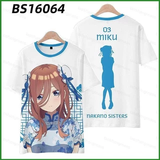 Các Tinh Chất Quintuplets Áo Thun Anime Cosplay Nakano Miku 3D Áo Sơ Mi Tay Ngắn Tee Đồ Họa Áo Plus Kích Thước