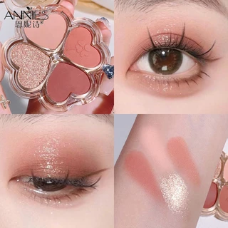 ♕ Bảng phấn mắt 4 màu Leixina Pearlescent Sequin lung linh Matte Earth Color Eye Shadow Dễ lên màu lâu trôi Học sinh Khuôn mặt nữ Trang điểm NỘI THẤT