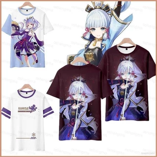 Genshin Tác Động Áo Thun Anime Cosplay Tay Ngắn Unisex Áo Kamisato Ayaka Nhân Quả Rời Áo Sơ Mi Plus Kích Thước