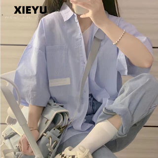 XIEYU áo sơ mi nữ tay ngắn áo kiểu hàn quốc chic dramatic trendy thanh lịch WCS2430OY0 13Z240326