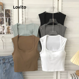 Áo kiểu Lovito cơ bản màu trơn phong cách thường ngày dành cho nữ L80ED129