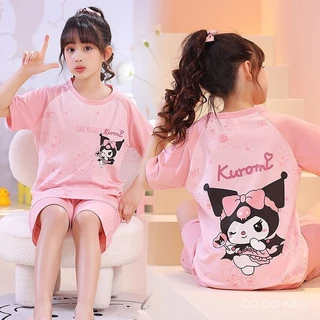 Bộ Đồ Ngủ Bé Gái Mùa Hè Lược Cotton Ngắn Tay Mỏng Phong Cách 2024 Phong Cách Mới Trẻ Em Bé Gái Phong Cách Mùa Hè Vừa Lớn Trẻ Em Phù Hợp Với Quần Áo Gia Đình