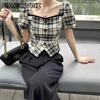 EAEOVNI Áo Sơ Mi áo sơ mi nữ áo kiểu hàn quốc độc đáo Tối giản trendy thông thường WCS24208Y5 8Z240222