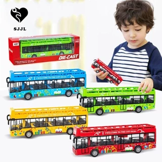 Sjjl Double Decker Bus, 4 Bánh Mô Phỏng Tinh Tế Mô Hình Xe Hơi, Kéo Lại Đồ Chơi ABS Hợp Kim Xe Buýt Đồ Chơi Mô Hình Trẻ Mới Biết Đi Trẻ Em