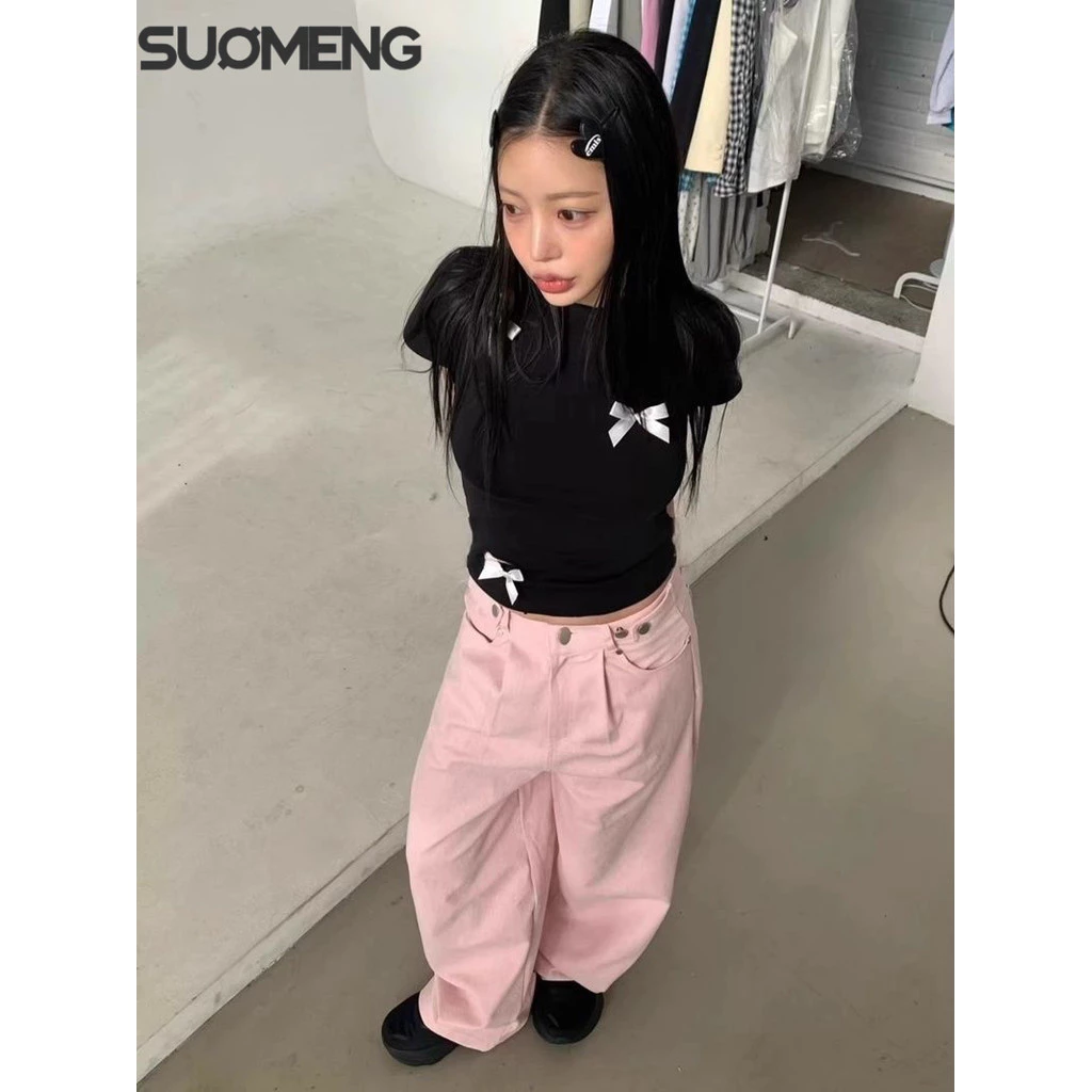 SUOMENG áo phông áo thun nữ croptop baby tee INS phổ biến Comfortable Fashion WTX2430EMM 12Z240320