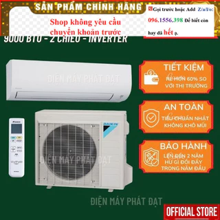 Mới-  Điều hòa nội địa nhật Daikin 9000btu 2 chiều inverter zin nguyên bản 100% chưa sửa chữa bảo hành 12 tháng