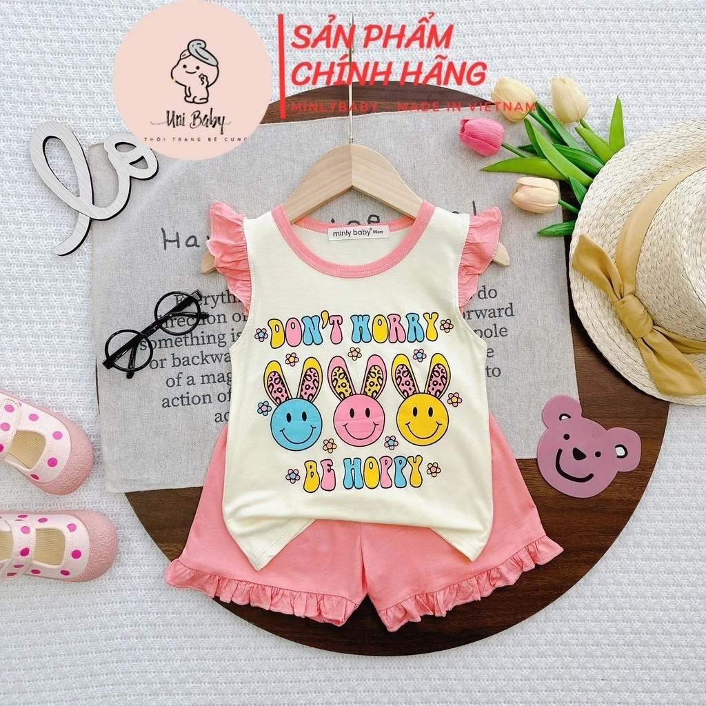 [10-30kg] Quần áo bé gái, bộ cánh tiên bé gái vải thun lạnh Minlybaby chính hãng phối quần lai bèo Unibaby - CTLB7