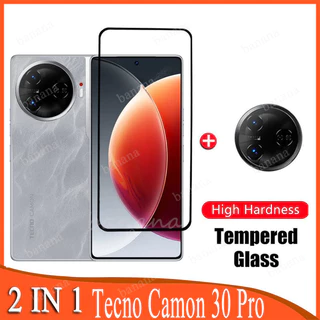 Kính cường lực 2 trong 1 Tecno Camon 30 Pro cho Tecno Camon 19 20 30 Pro 18 Pova 3 4 5 6 Pro Spark 20 20C 10 Pro Go 2024 2023 5G 4G Ống kính máy ảnh Phim bảo vệ màn hình kính