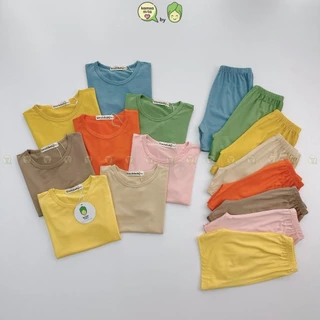 Đồ Bộ Cộc Tay Cho Bé Trai, Bé Gái KIMCHIBABY Vải Cotton Lụa Trơn Basic Mềm Mại, Bộ Quần Áo Cho Bé Mặc Nhà MKM2101