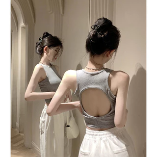 Màu xám Đẹp Dây Đeo Ngực Miếng Lót Hình Chữ I Nhỏ Camisole Nữ Mùa Hè Nóng Cô Gái Bên Trong Mặc Bên Ngoài Ngắn Tay Dây Top