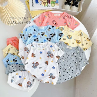 Đồ Bộ Bé Trai, Bé Gái Minky Mom Vải Thun Lạnh Hoạ Tiết Mickey Quần Viền, Đồ Bộ Cho Bé Mặc Nhà Mềm Mát MKM315