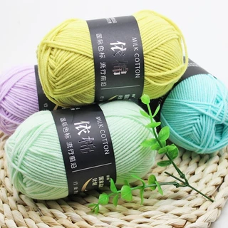 4ply 50g Sữa Sợi Cotton Cho Tay Đan Acrylic Len Đan Sợi Móc Khăn Mũ Sợi DIY Dòng Sợi Handmade