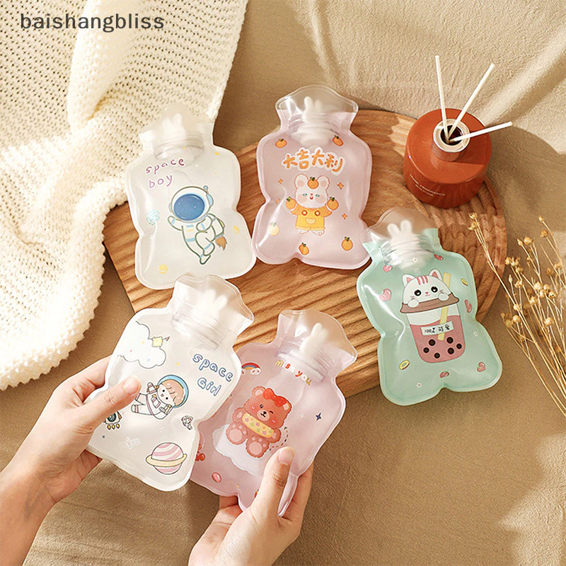 Baishangbliss Dễ Thương Chai Nước Nóng Di Động Nhỏ Trong Suốt Hoạt Hình Ấm Túi Nước BHS