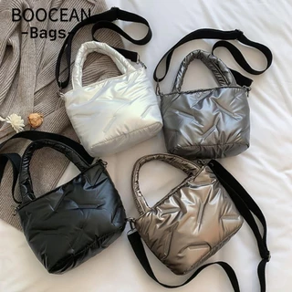 BOOCEAN Túi Đeo Vai, Ví Cotton Xuống Túi Nách, Túi Đeo Ngang PU Màu Trơn Y2k Thời Trang Nữ