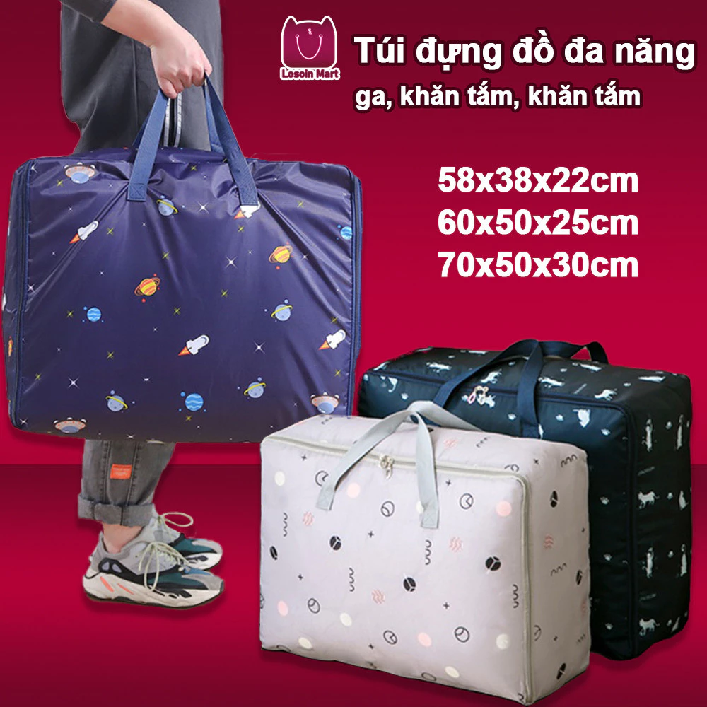 Túi du lịch chống thấm nước bằng vải Oxford, túi có tay cầm khóa kéo, chất liệu dày dặn, dung tích lớn, đa năng.