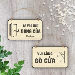 [Có sẵn] Bảng Gỗ Treo Cửa Bằng Gỗ Trang Trí Vui Lòng Gõ Cửa/ Ra vào Nhớ Đóng Cửa  Bookstore Trường Phát