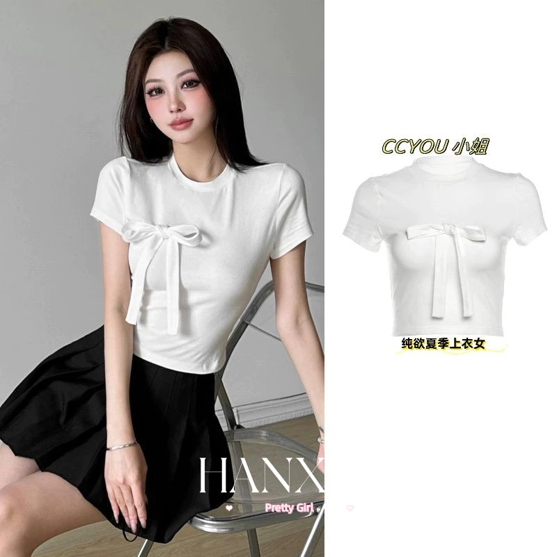 HANXIN áo phông áo thun nữ croptop baby tee phổ biến Stylish Comfortable Dễ thương WCS24308SV 11Z240312