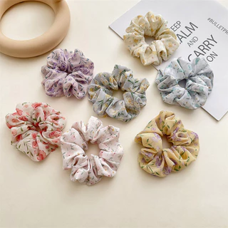 Phụ Kiện Tóc Voan Mới Vải Hoa Nhỏ Tươi Lớn Tóc Dây Bé Gái Co Giãn Scrunchies Đầu Dây Còn Hàng