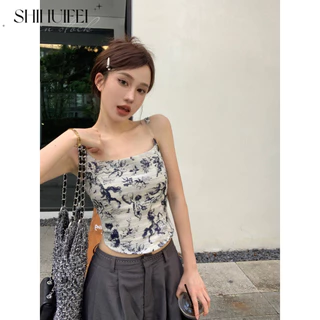 SHIHUIFEI áo croptop Áo 2 dây áo ba lỗ Thời trang hàn quốc Thoải mái Fashion tráng lệ phong cách WCS2430ENP 12Z240320