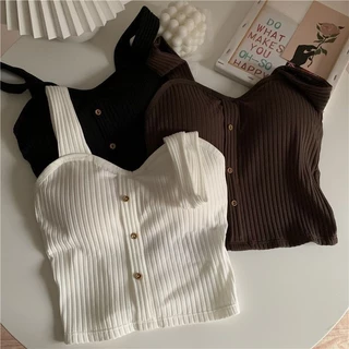 Lưng Đẹp Nhỏ Camisole Nữ Mùa Hè Mỏng Phong Cách Mặc Ngoài Phong Cách Hợp Thời Trang Ngọt Ngào Mát Với Miếng Lót Ngực Đáy Top