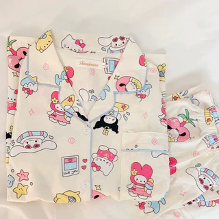 Bộ Đồ Ngủ Nữ Dài Tay Thu Đông Hoạt Hình Dễ Thương Coolomi Hello Kitty Dài Tay Lọ Lem Khóc Homewear Phù Hợp Với